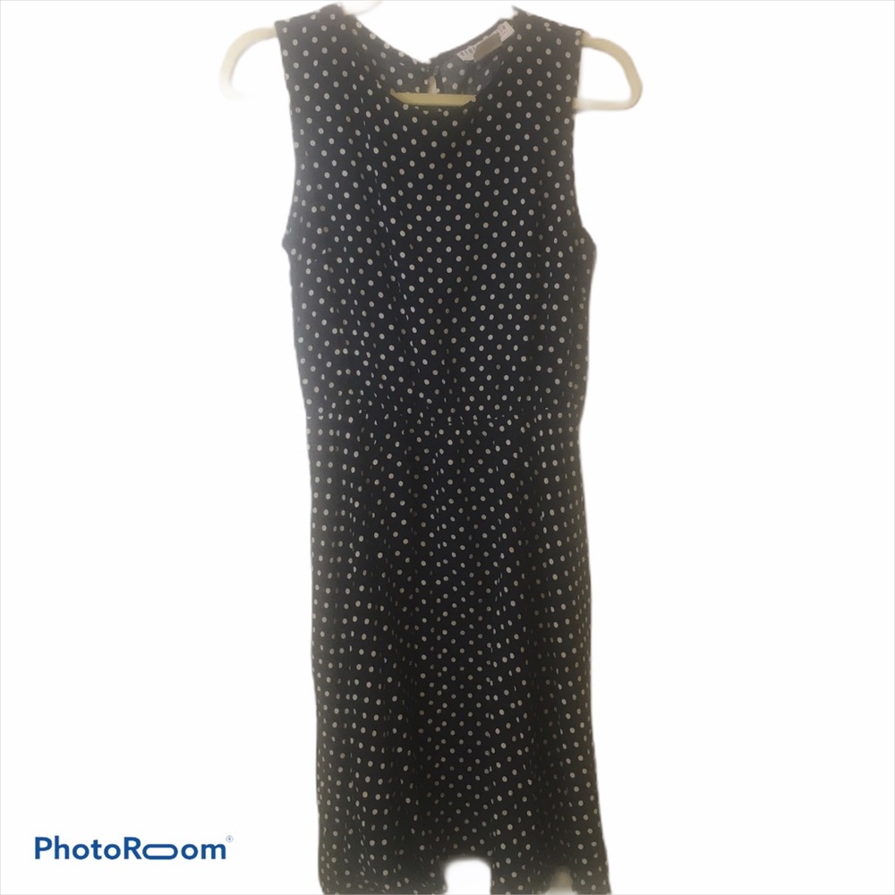Bedford Fair Lifestyles Navy Polka Dot Dress 8  P